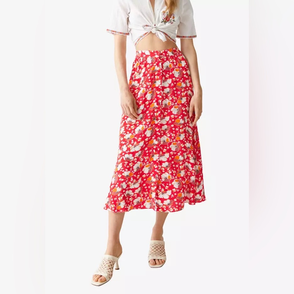 & Other Stories floral midi skirt size 4